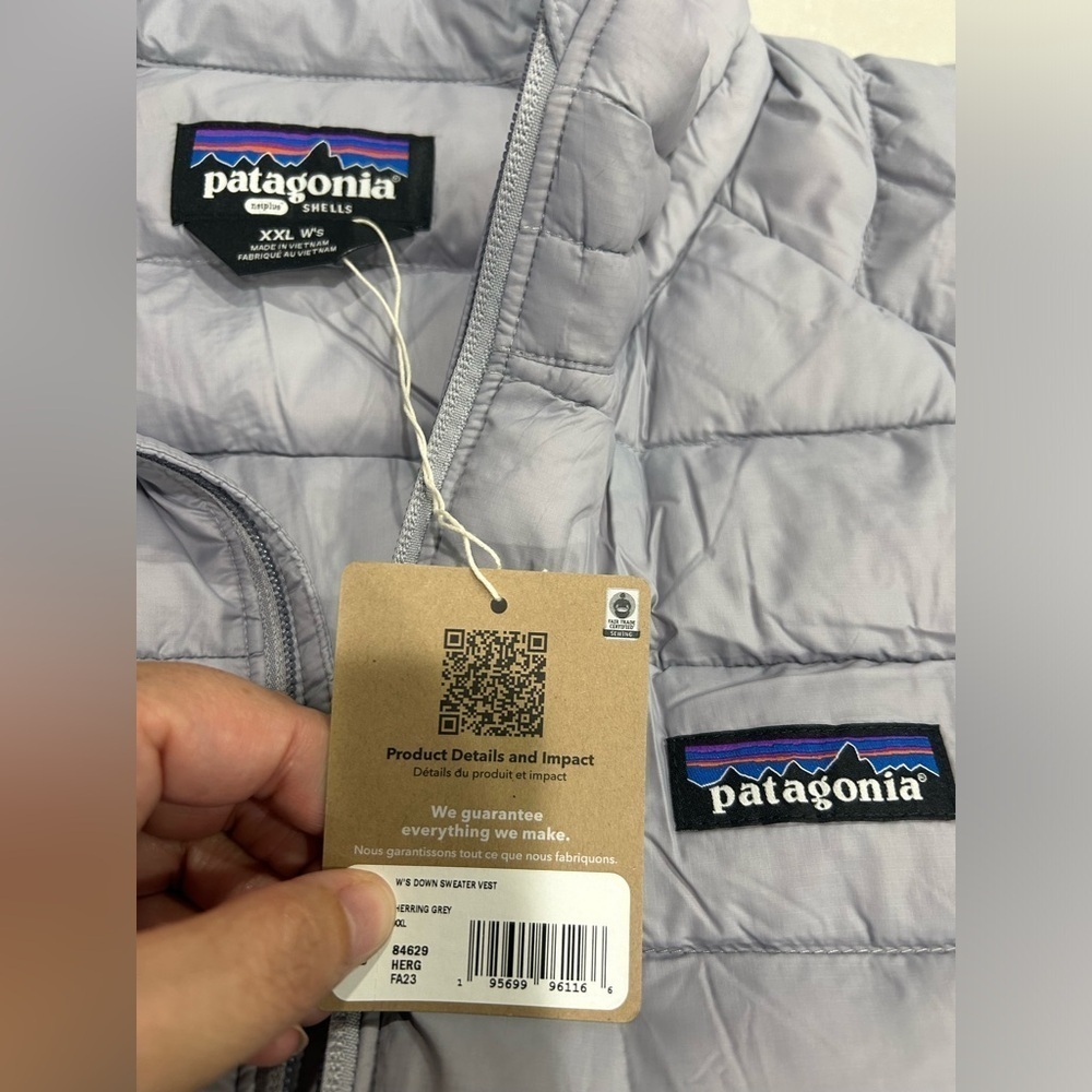 Patagonia Women's XXL Down Sweater Vest Puffer Puff Herring Grey Purple NWT - Picture 5 of 6
